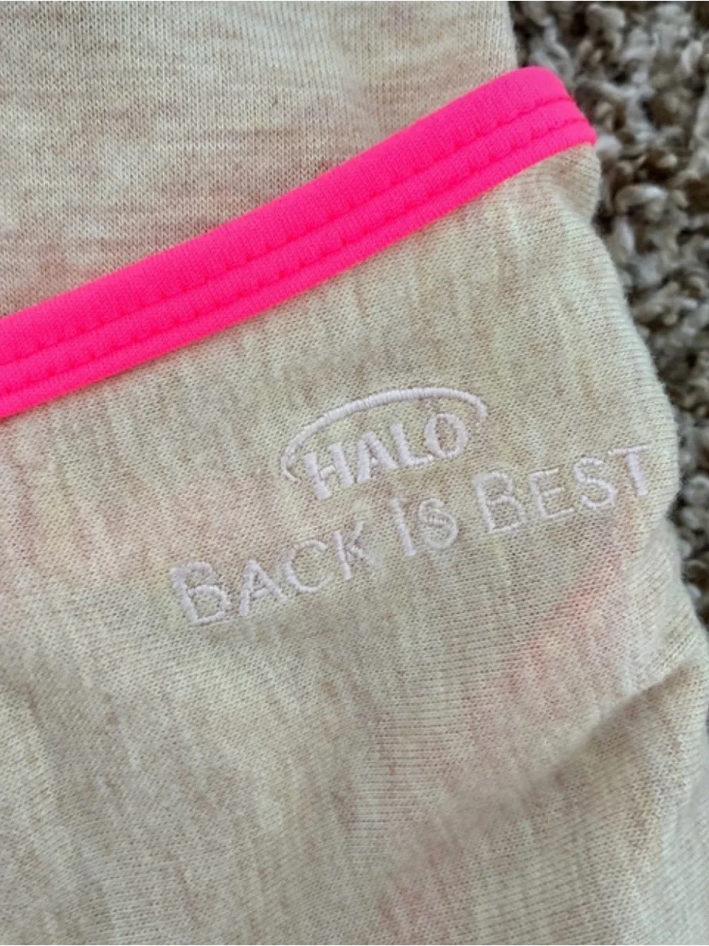 HALO SleepSack Swaddle in Heather Cream with Pink Trim